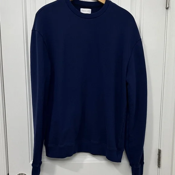 John Elliott Dark Navy Blue Crewneck Sweater Number 2 Men’s Size Medium - Picture 1 of 12